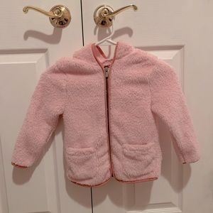Old Navy girls pink fleece hooded coat, size 4T